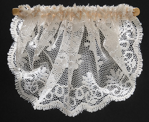 Dollhouse Miniature Valance,  Lace with Balloon Valance, Ecru